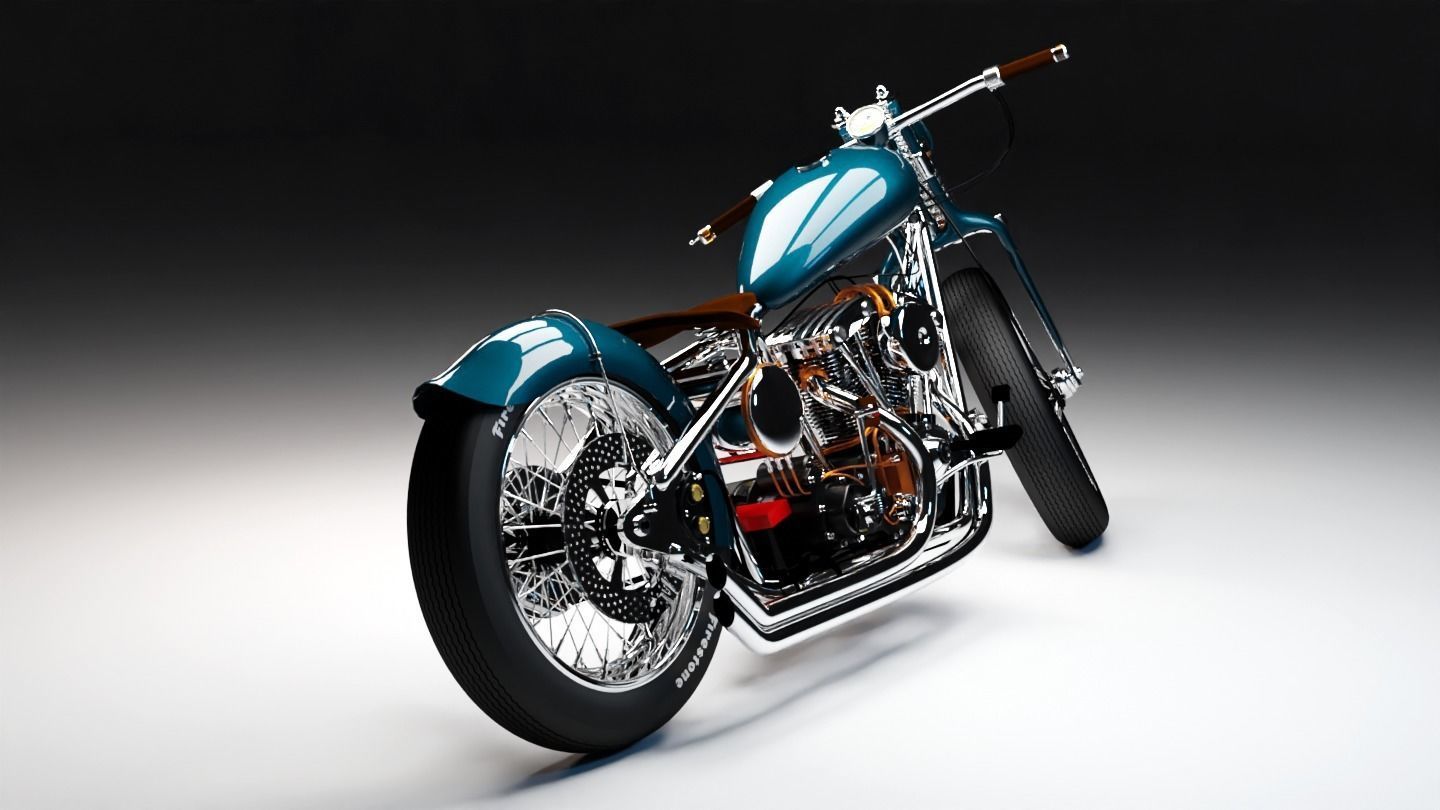HD bobber motorcyle 3D model 3D model_4