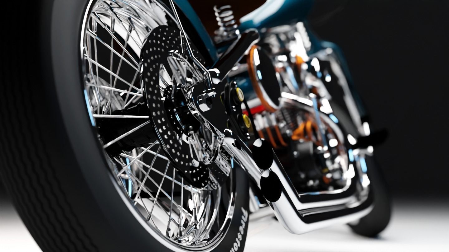 HD bobber motorcyle 3D model 3D model_5