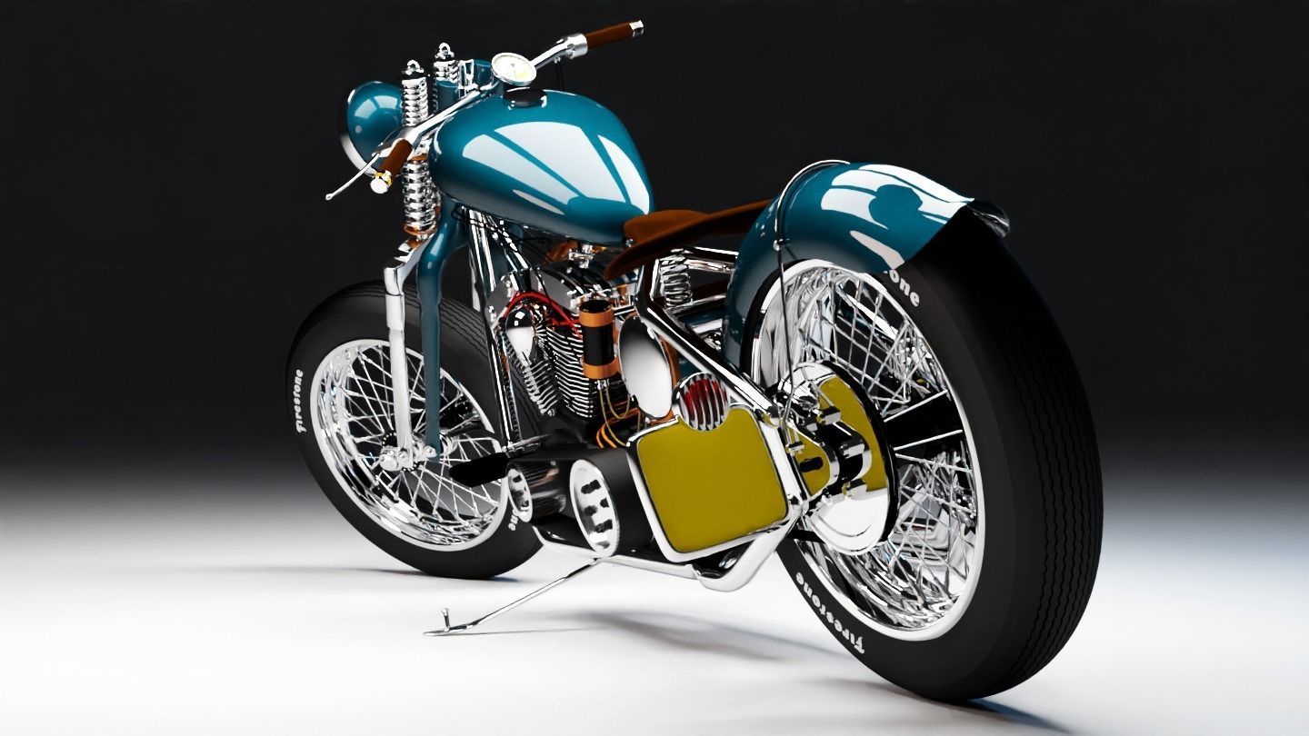 HD bobber motorcyle 3D model 3D model_2