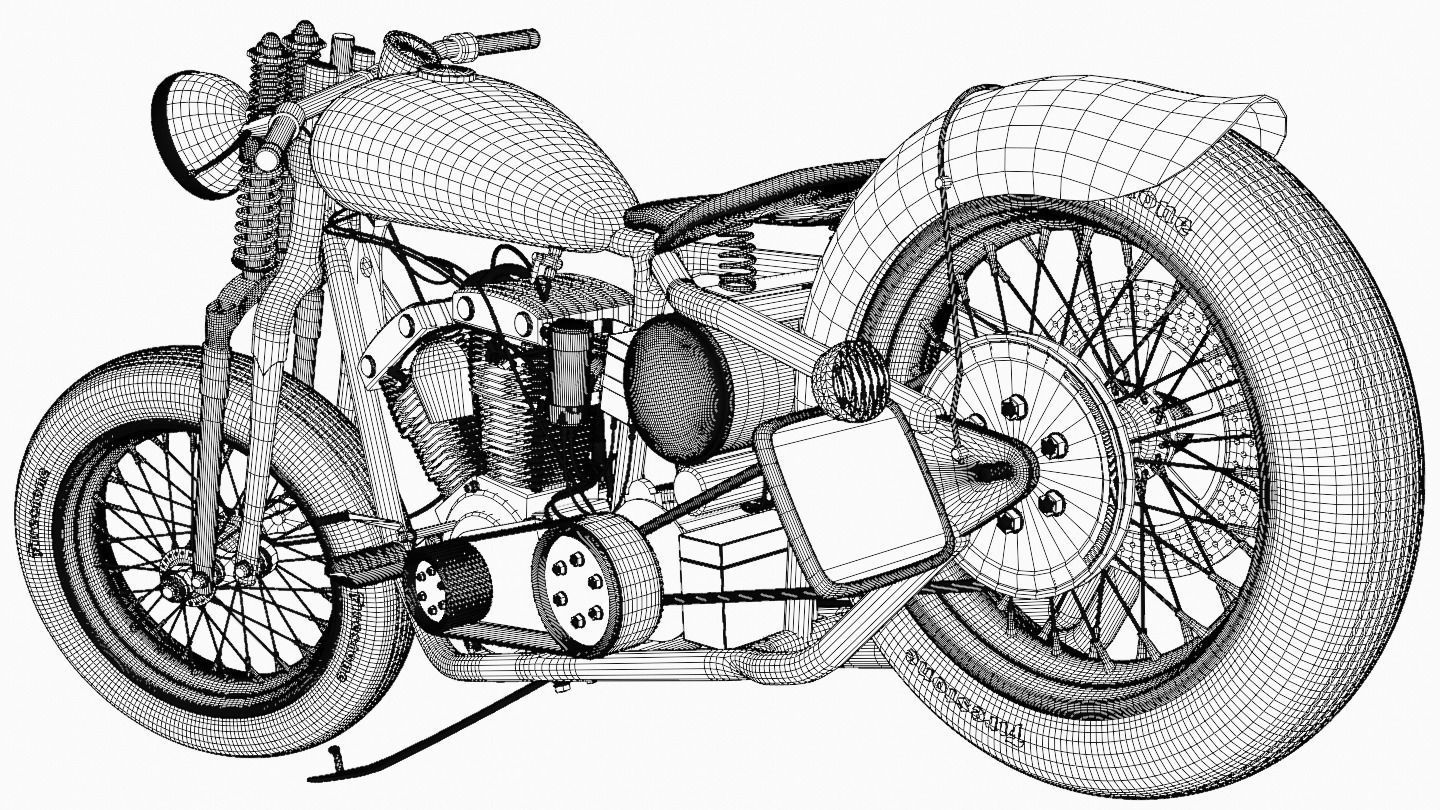 HD bobber motorcyle 3D model 3D model_7