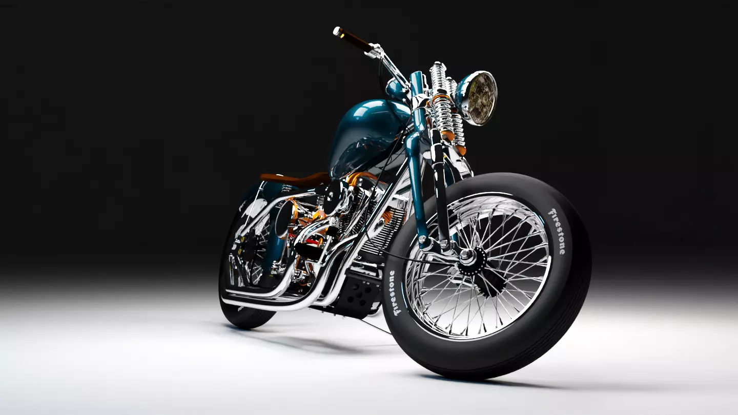 HD bobber motorcyle 3D model 3D model_0