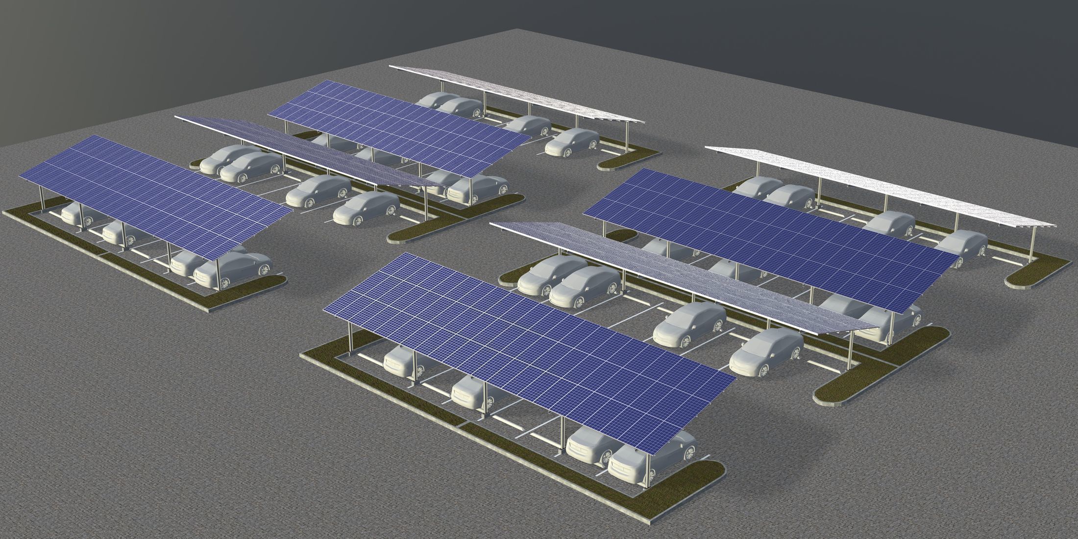 Solar carport layout 3D model_1