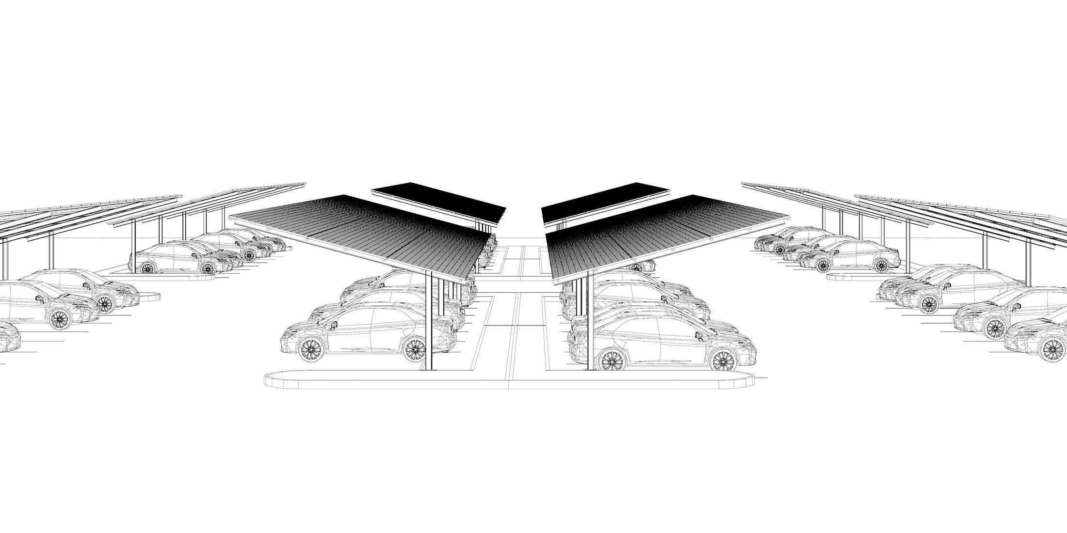 Solar carport layout 3D model_7