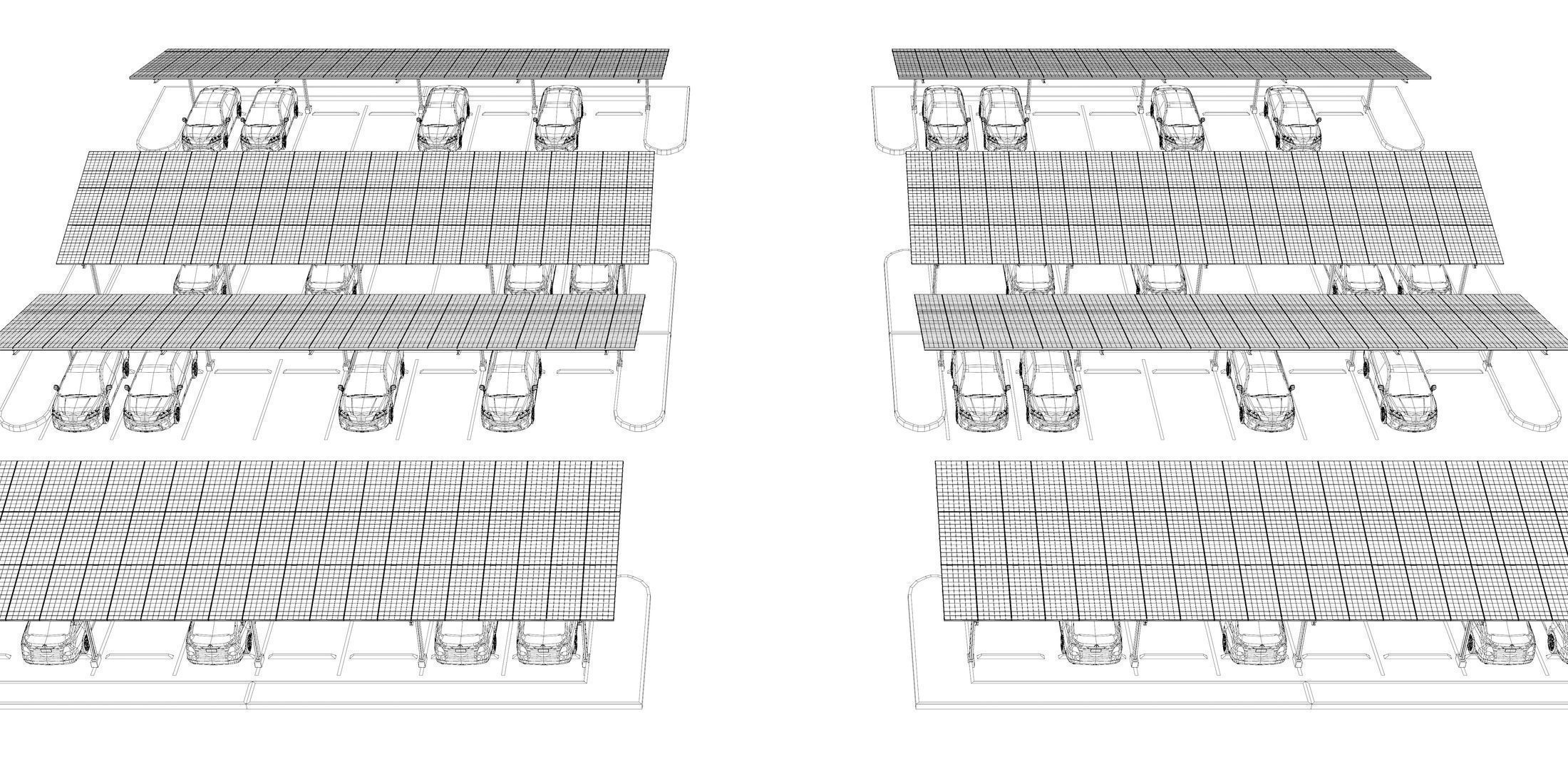 Solar carport layout 3D model_9