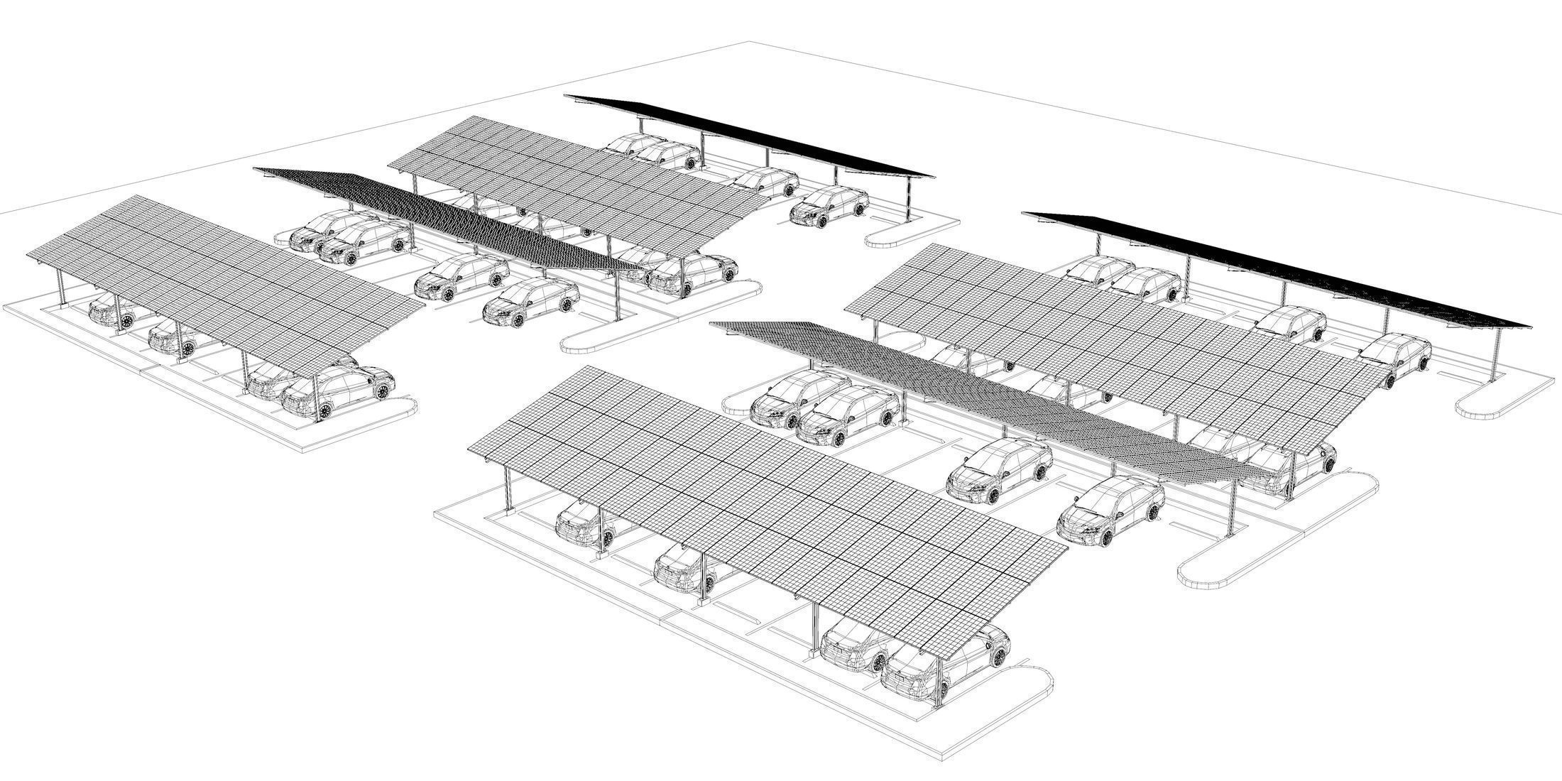 Solar carport layout 3D model_8
