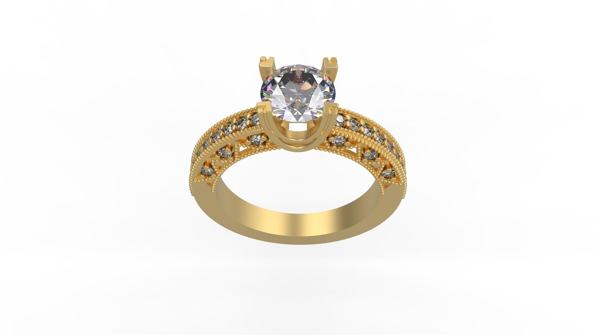 Woman Solitaire Ring 1161 3D print model_3