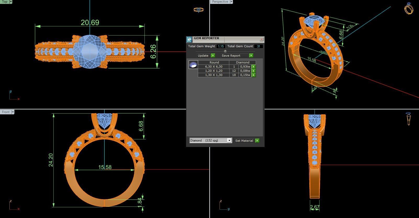Woman Solitaire Ring 1161 3D print model_8
