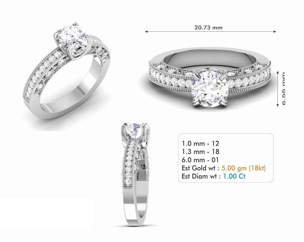 Woman Solitaire Ring 1161 3D print model_5