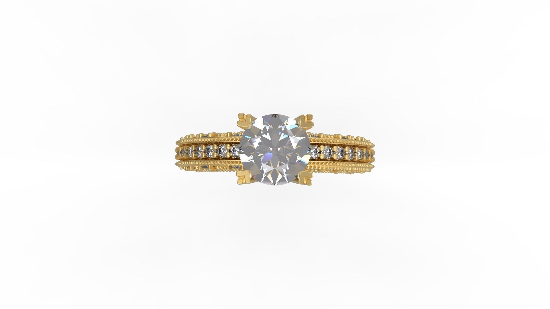 Woman Solitaire Ring 1161 3D print model_4