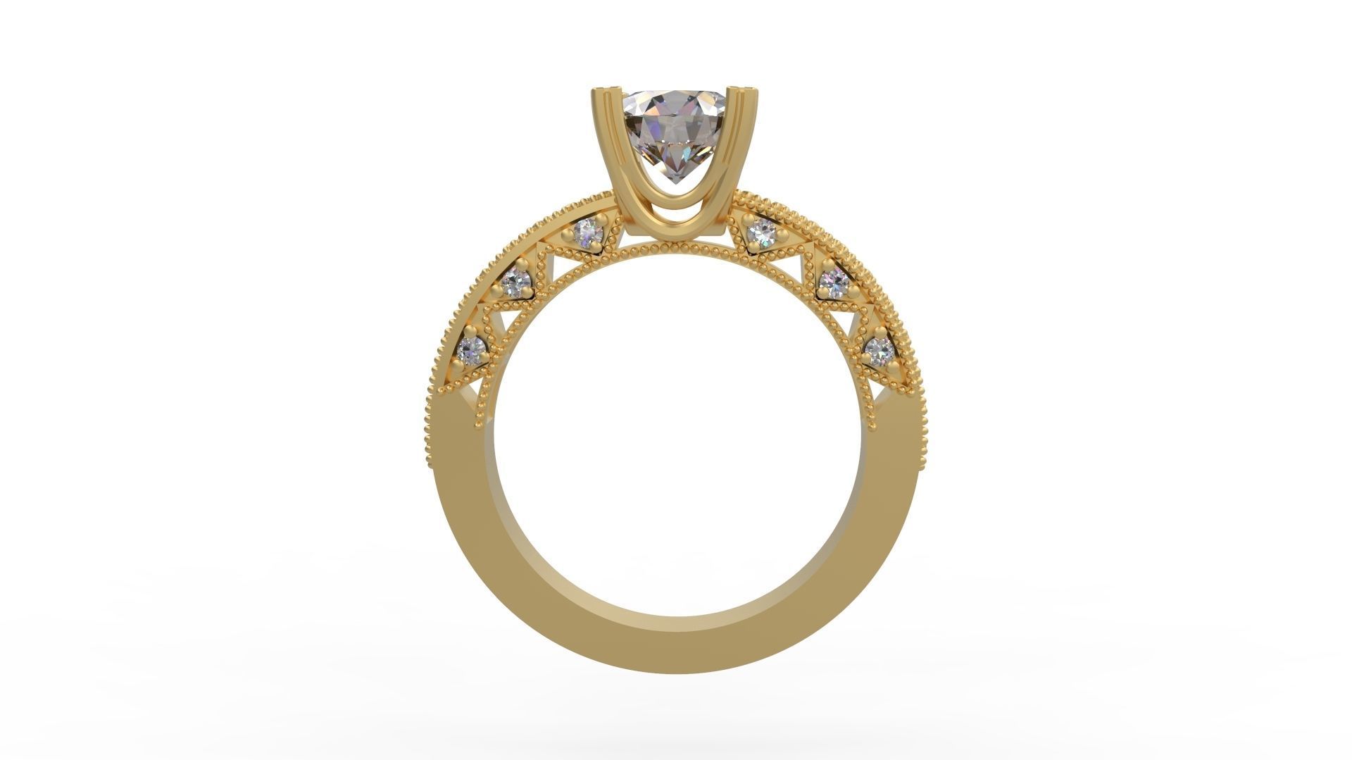 Woman Solitaire Ring 1161 3D print model_1