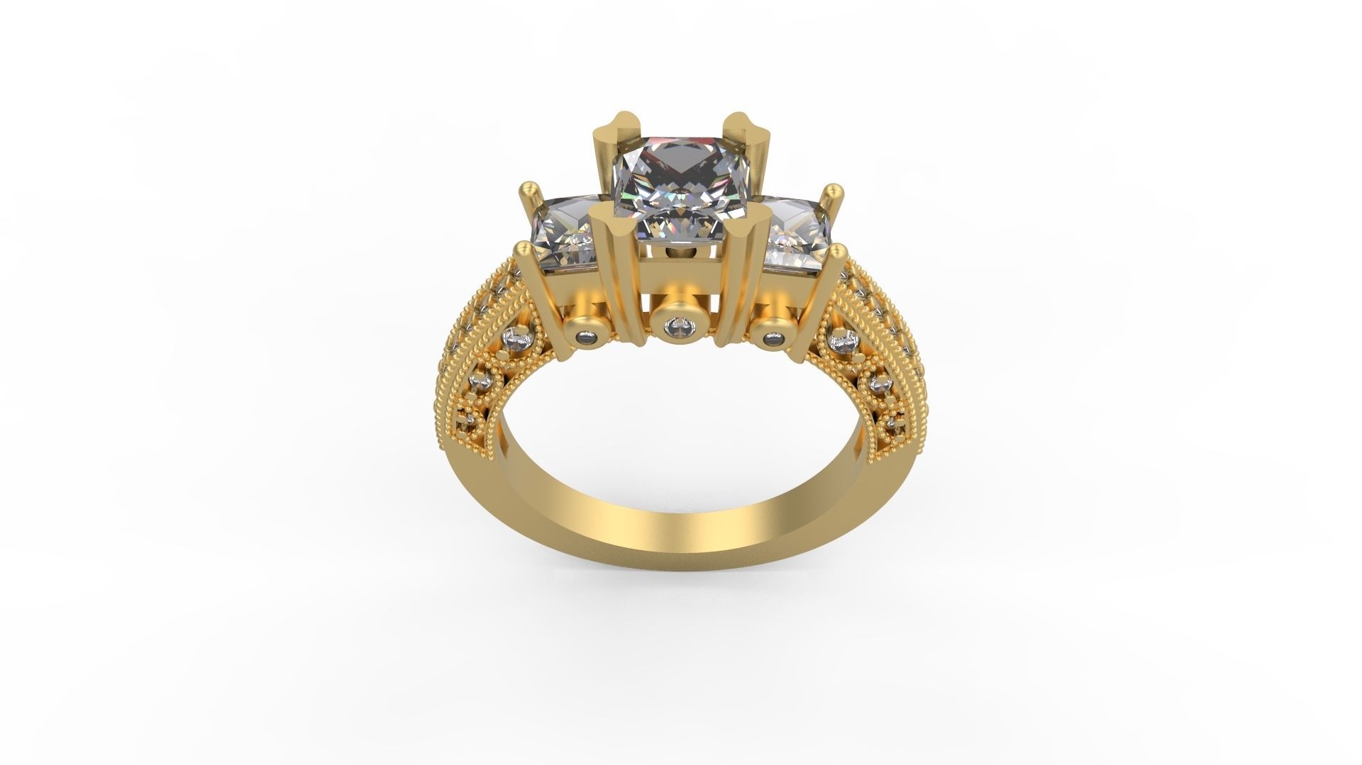 Woman Solitaire Ring 1138 3D print model_3