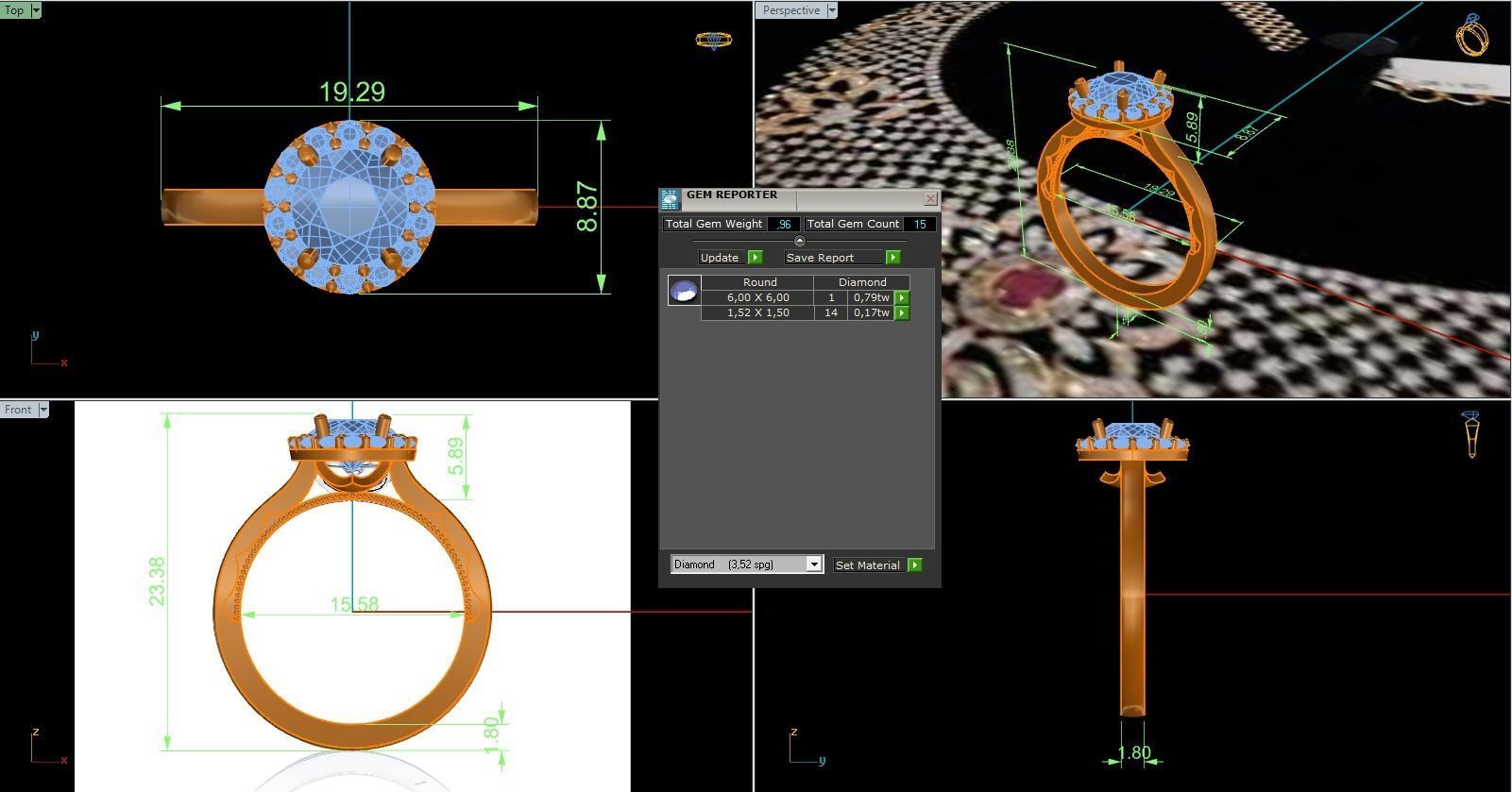 Woman Solitaire Ring 1162 3D print model_9