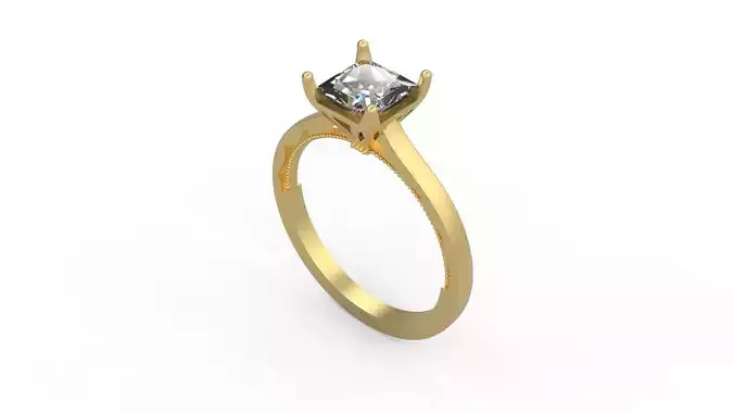 Woman Solitaire Ring 1150 3D print model