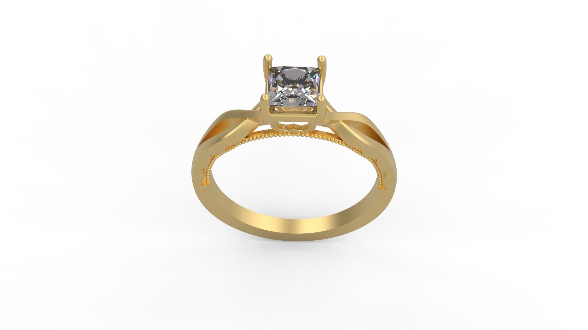 Woman Solitaire Ring 1143 3D print model_3