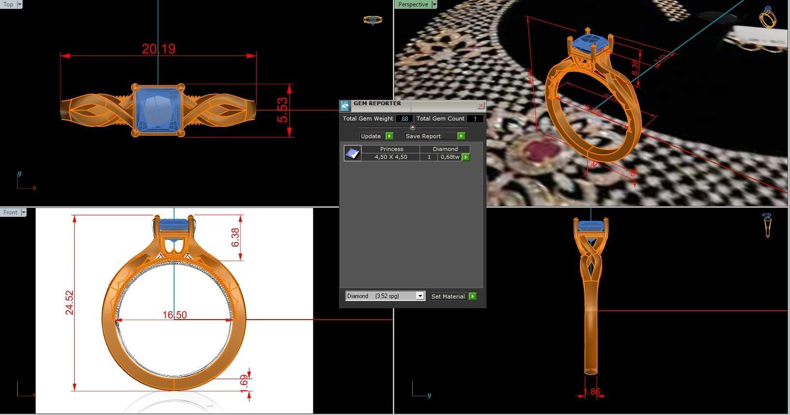 Woman Solitaire Ring 1143 3D print model_8
