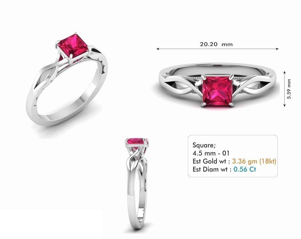 Woman Solitaire Ring 1143 3D print model_5