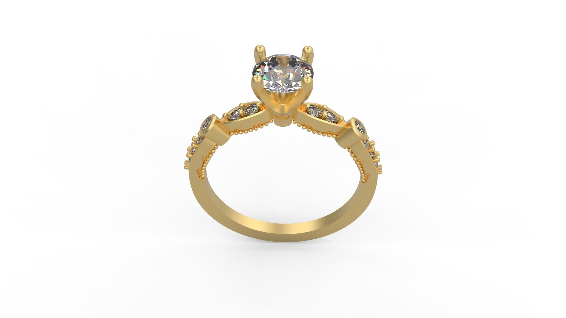 Woman Solitaire Ring 1172 3D print model_3