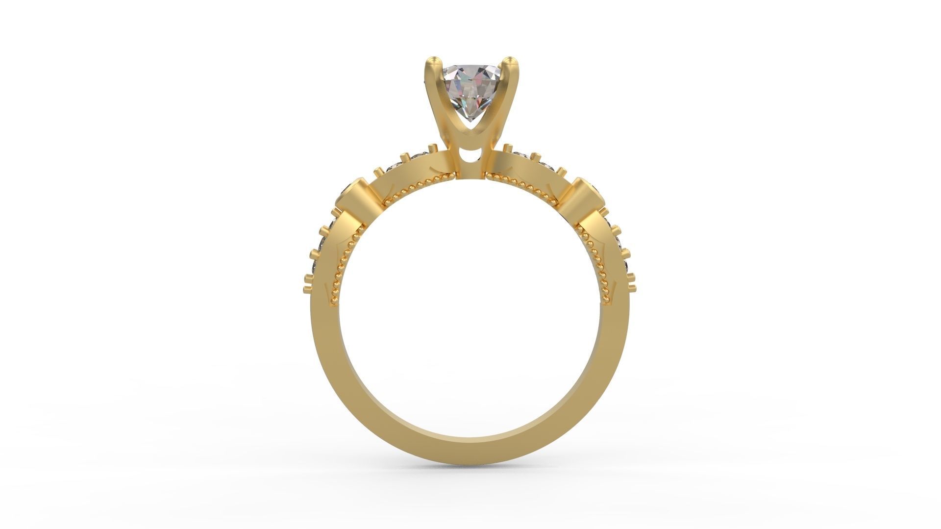 Woman Solitaire Ring 1172 3D print model_1