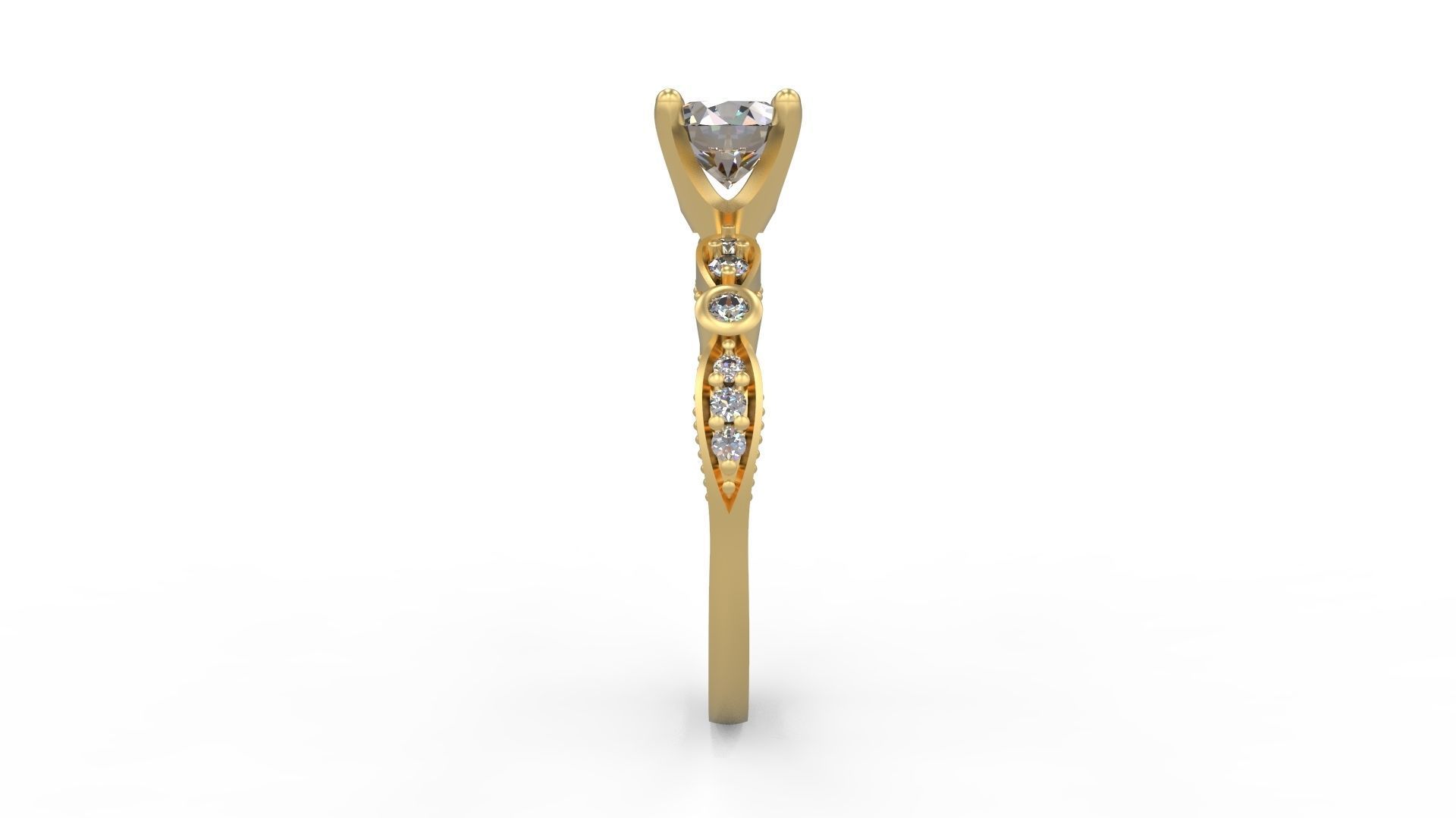 Woman Solitaire Ring 1172 3D print model_2