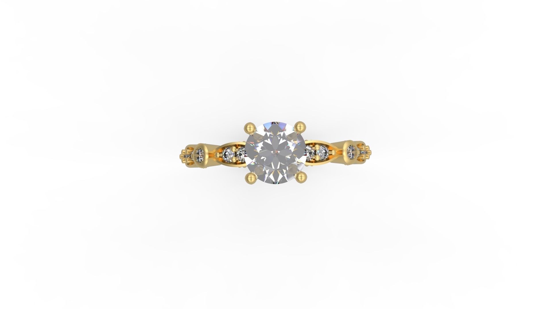 Woman Solitaire Ring 1172 3D print model_4