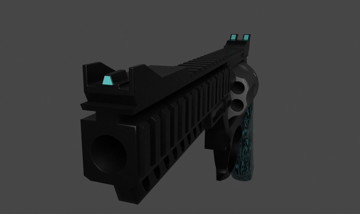 revolver Low-poly 3D model_4