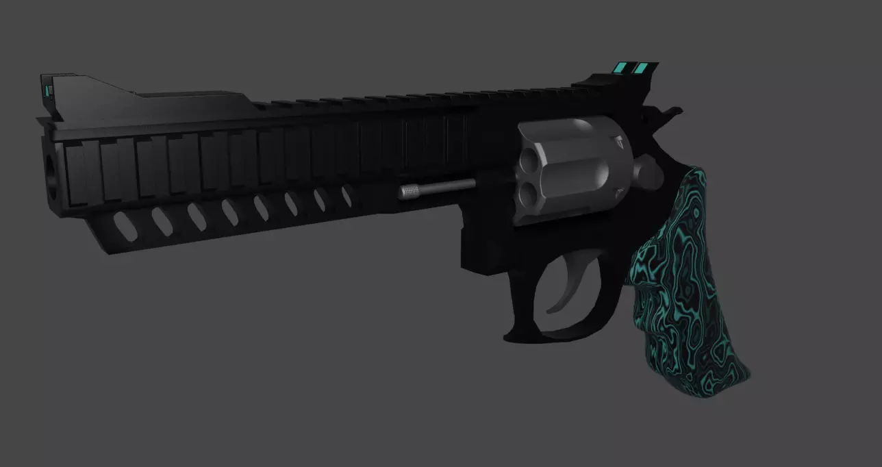 revolver Low-poly 3D model_0