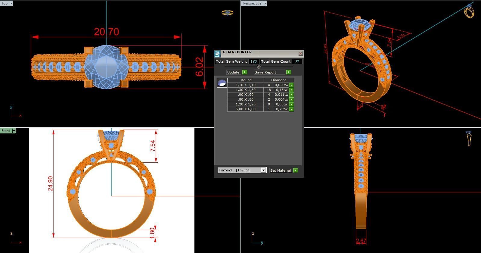 Woman Solitaire Ring 1168 3D print model_8