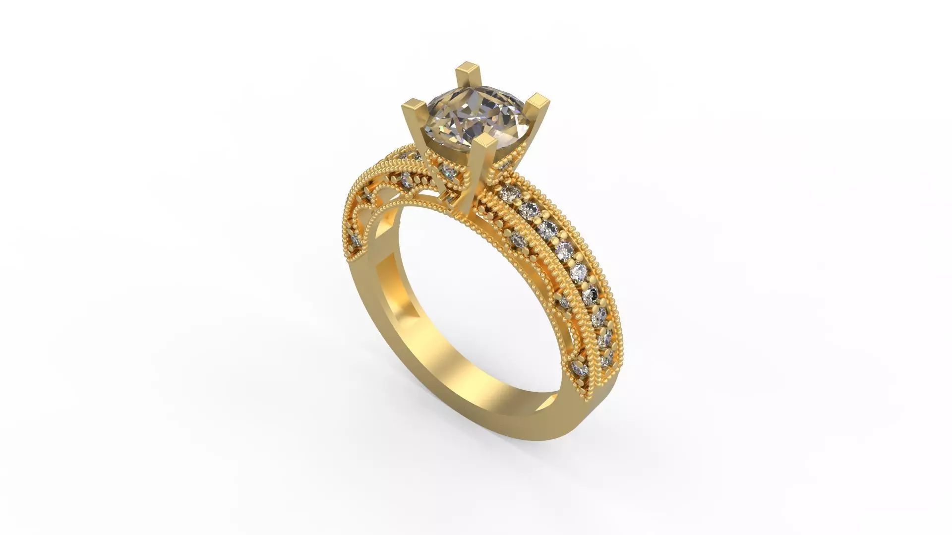 Woman Solitaire Ring 1168 3D print model_0