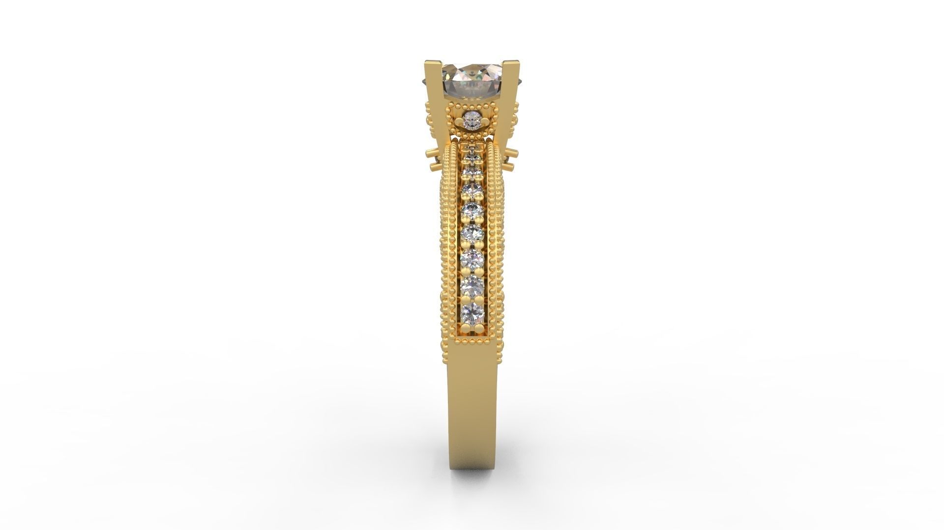 Woman Solitaire Ring 1168 3D print model_2