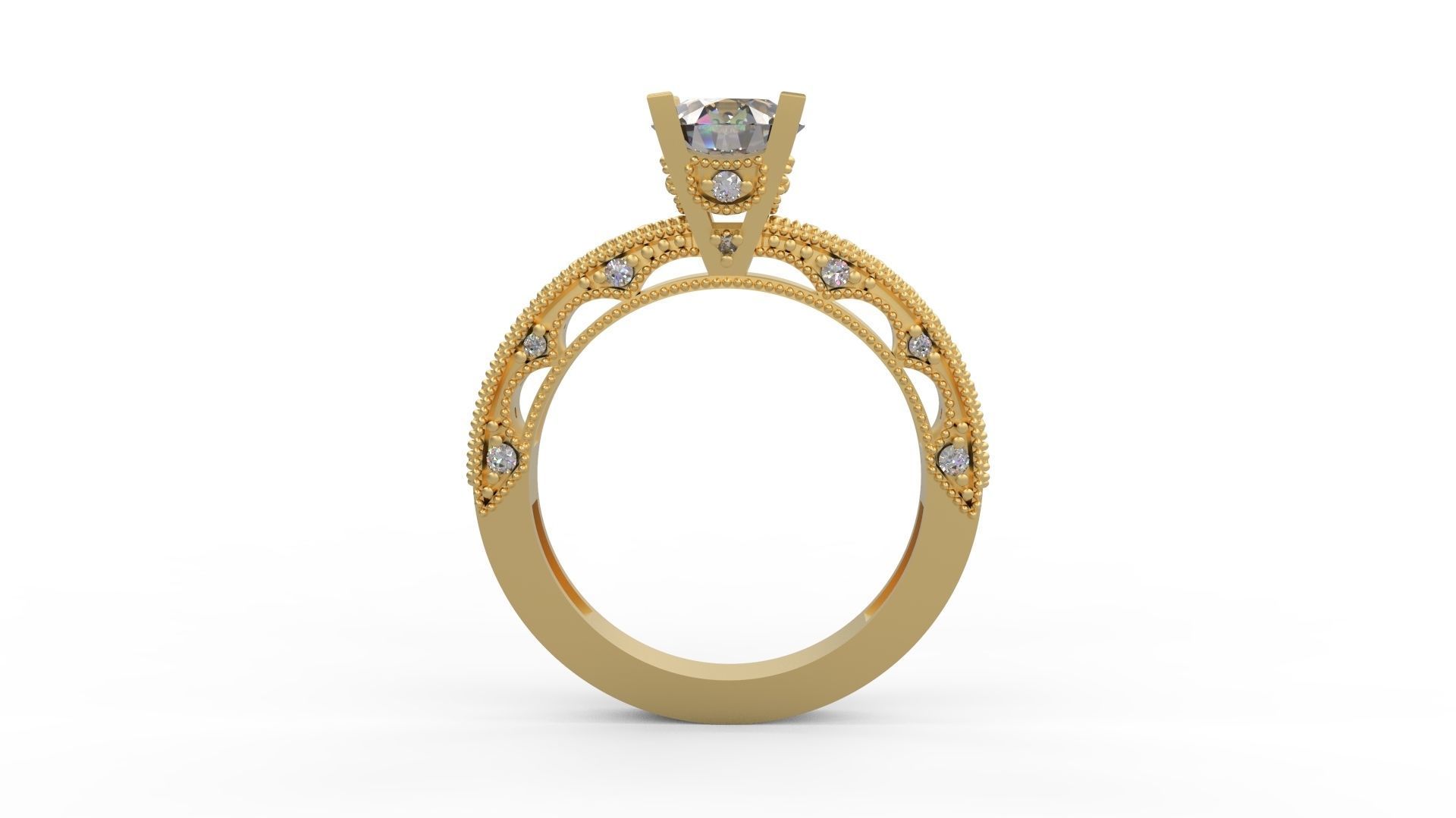 Woman Solitaire Ring 1168 3D print model_1
