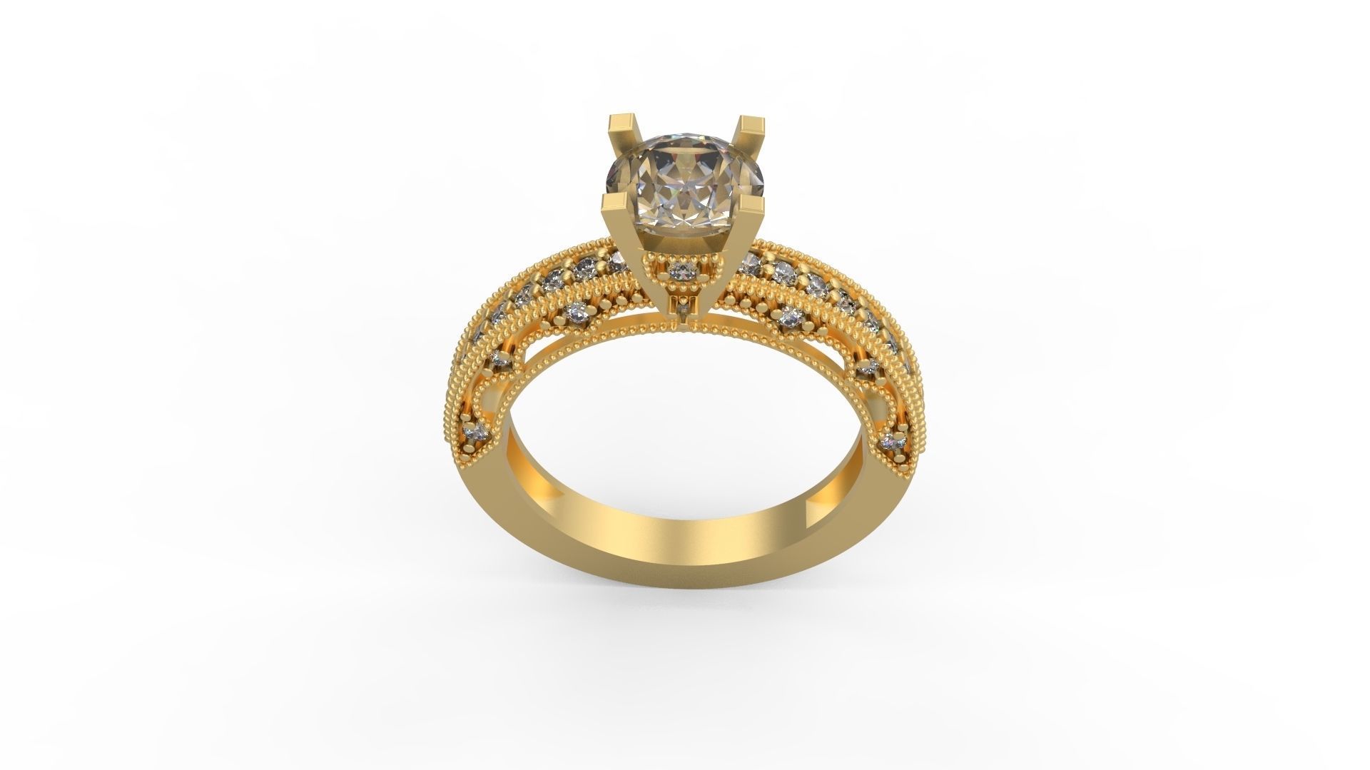 Woman Solitaire Ring 1168 3D print model_3