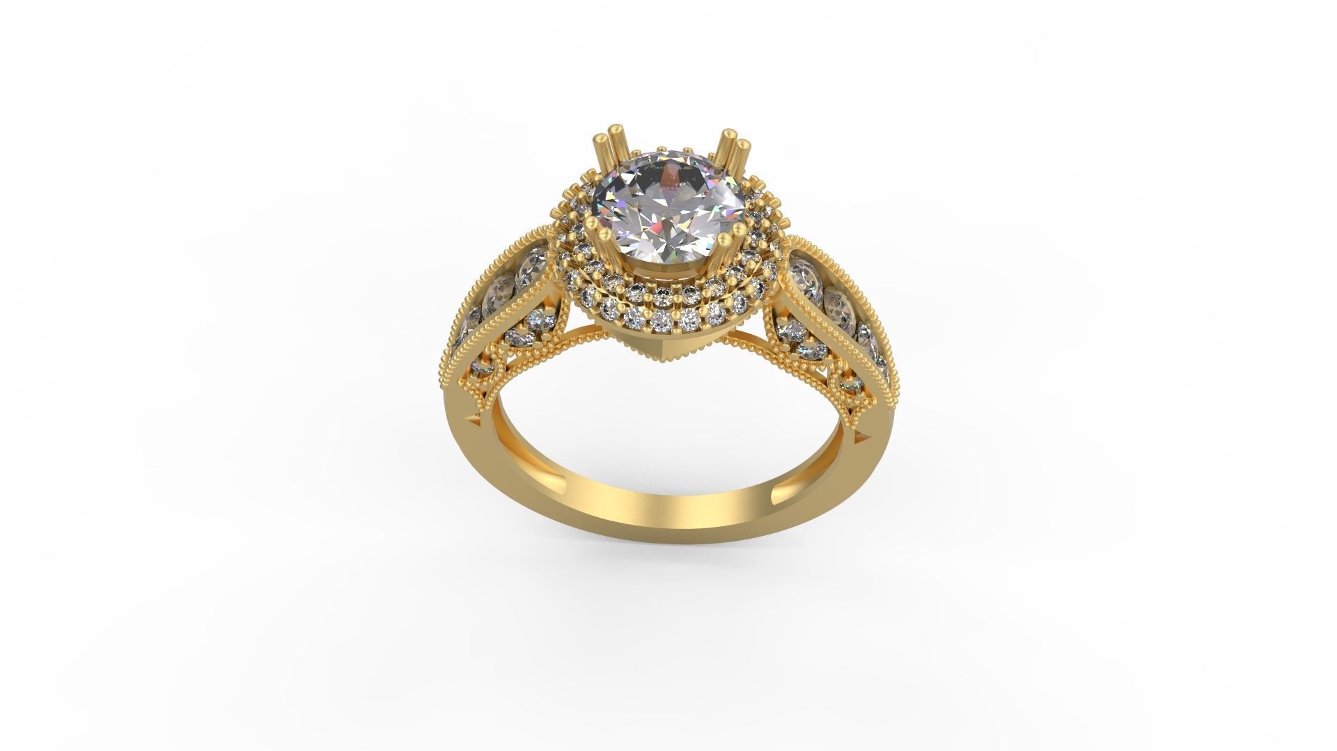 Woman Solitaire Ring 1165 3D print model_3
