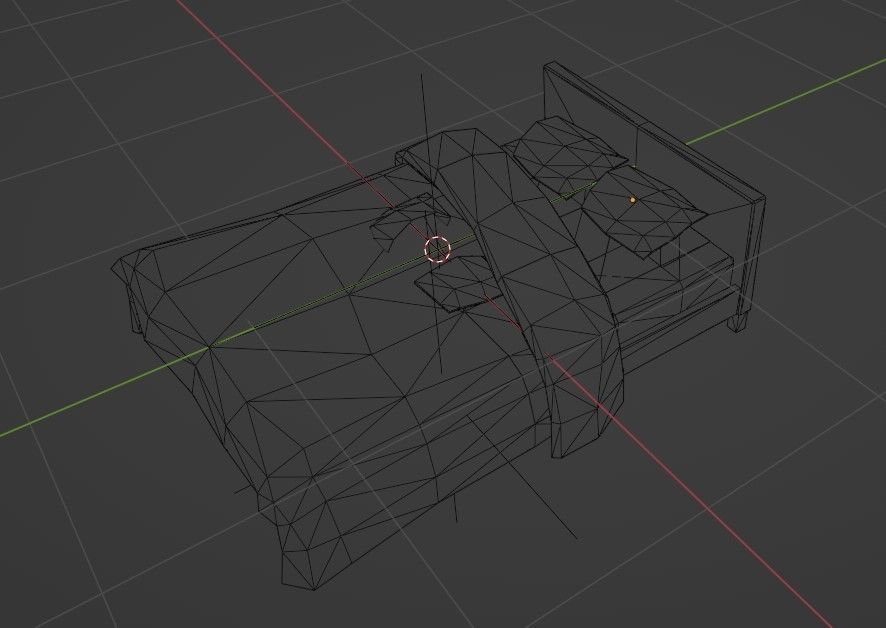 Bed   Low-poly 3D model_1