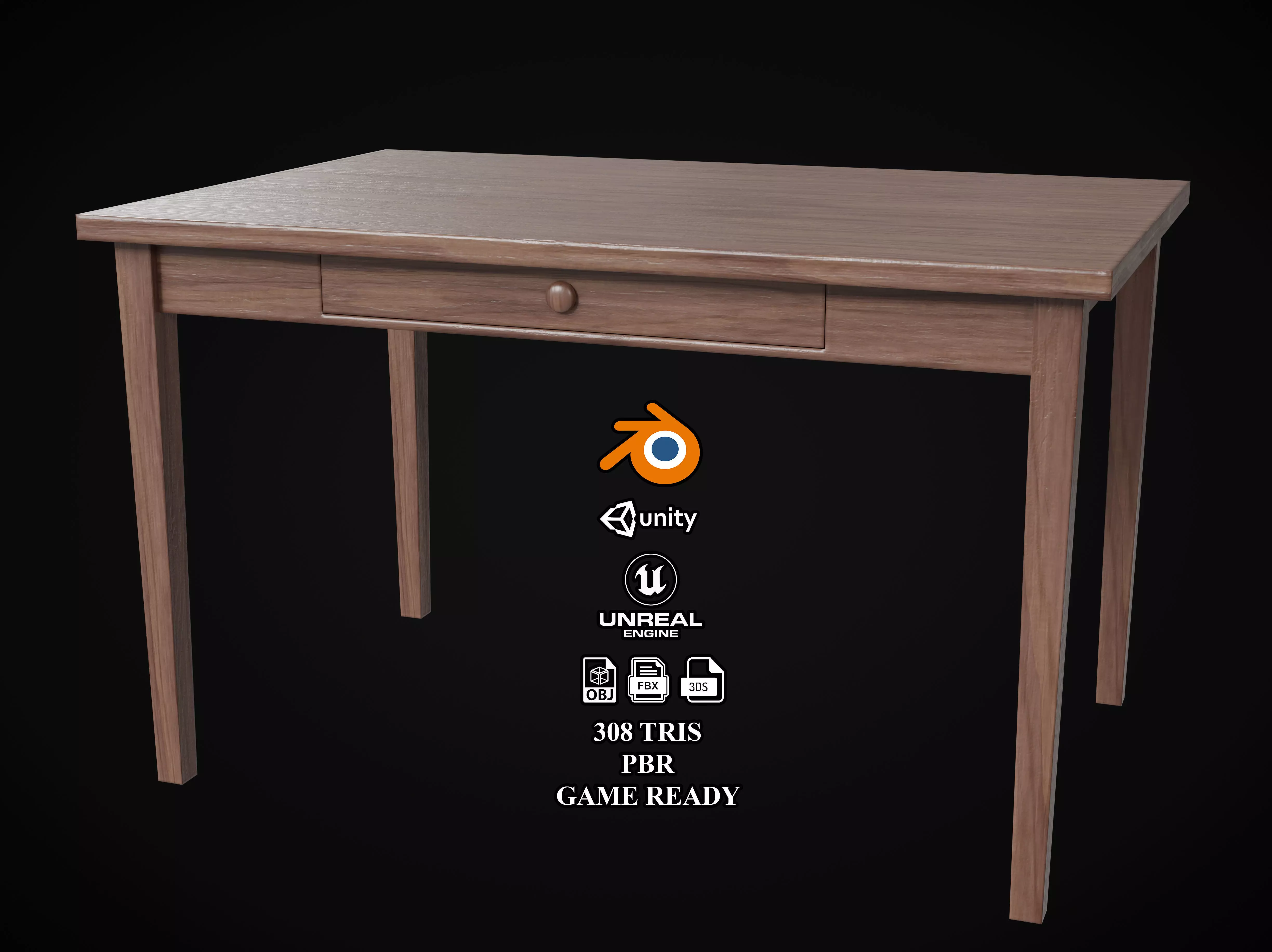 Table Low-poly 3D model_0