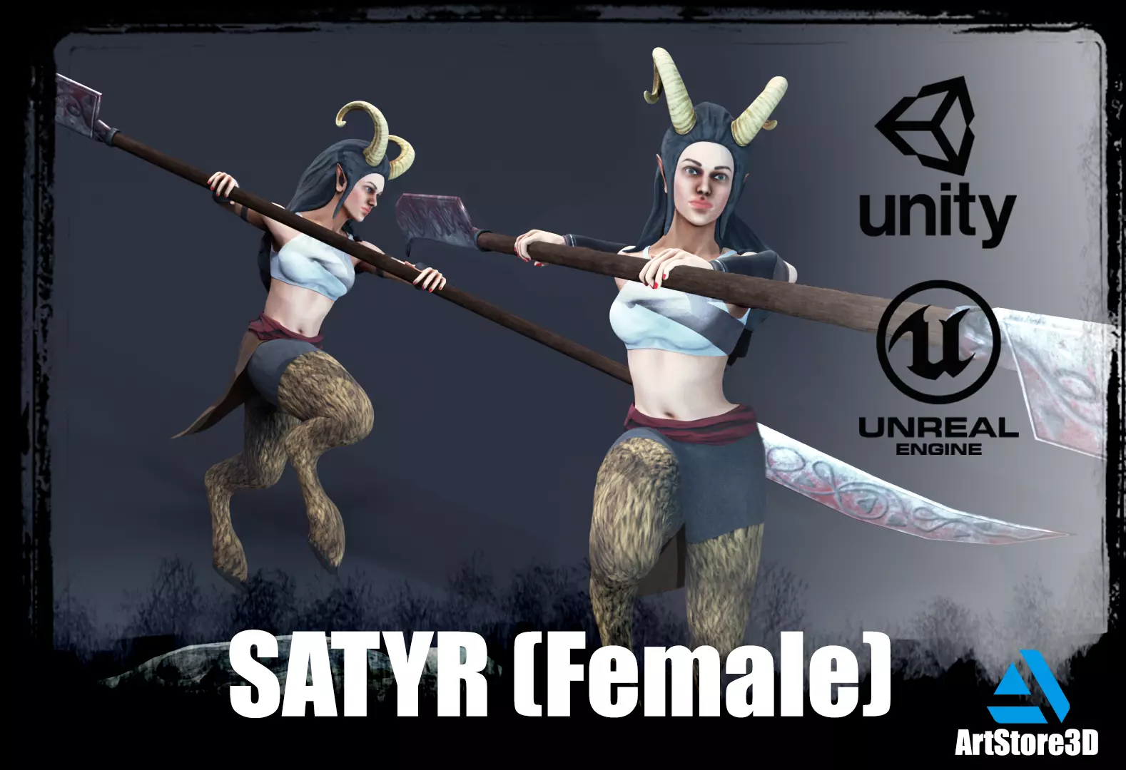 SATYR - Female Low-poly 3D model