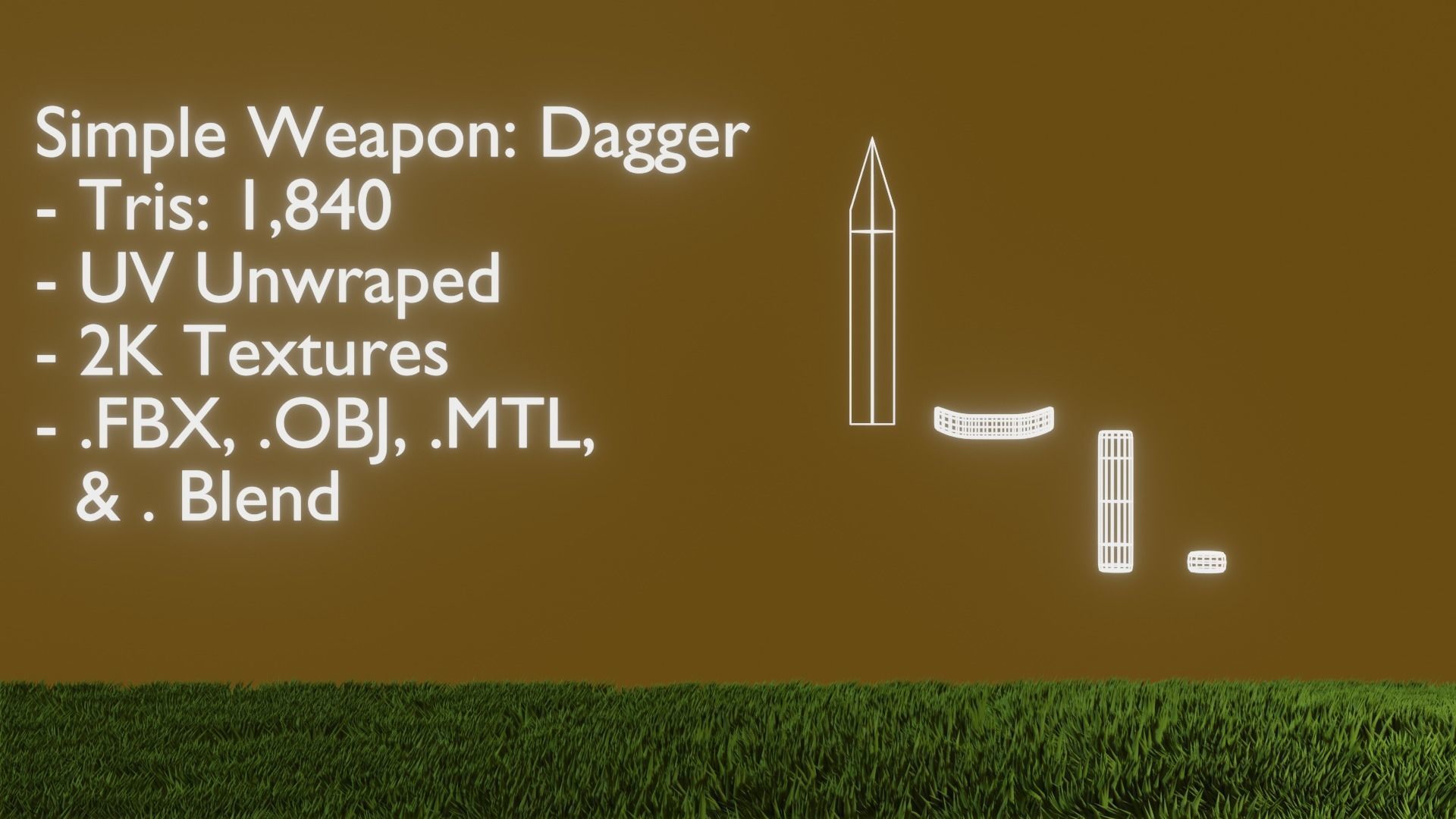 Simple Fantasy Dagger Low-poly 3D model_1