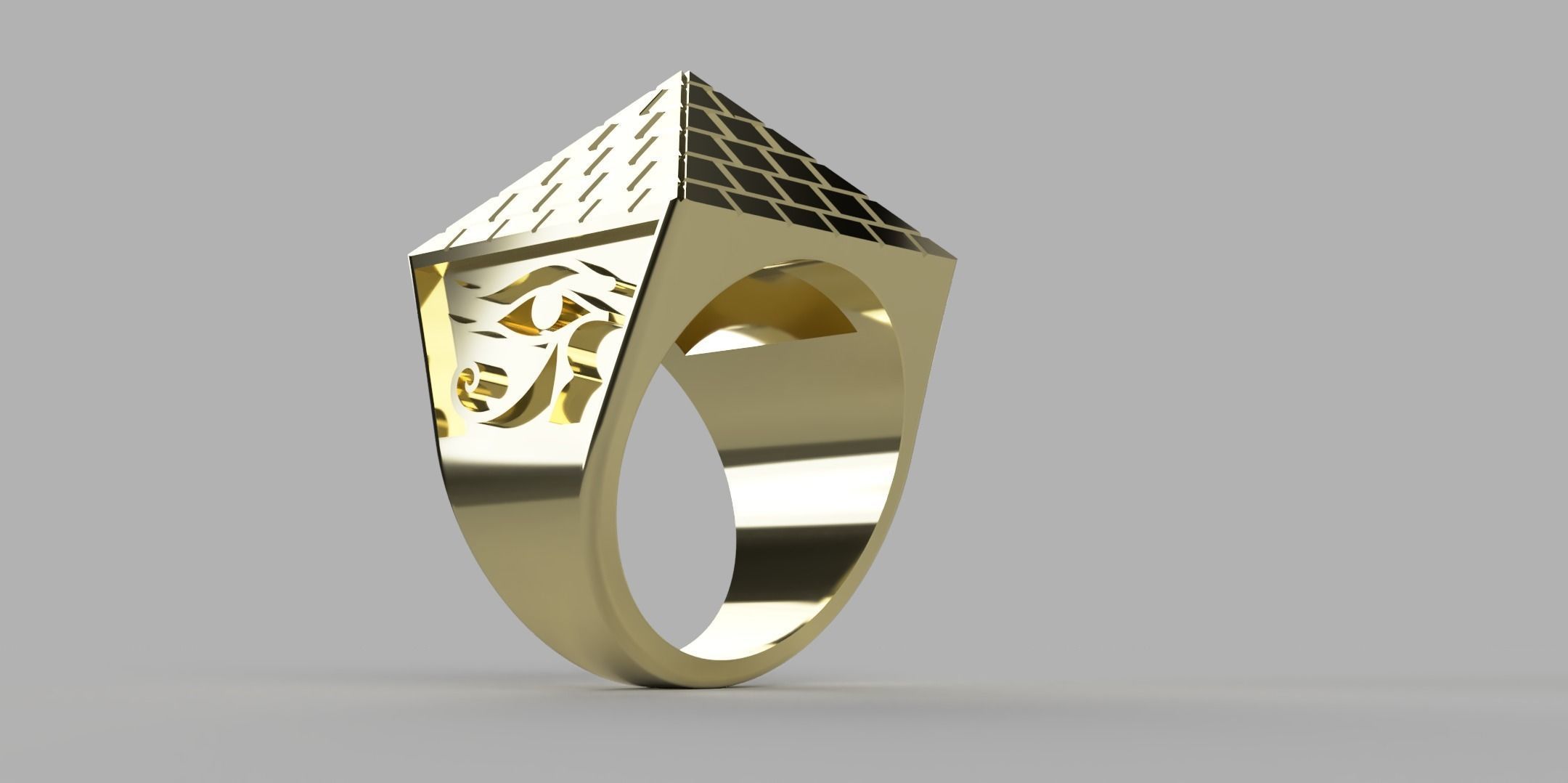 Pyramid ring with eye 3D print model_1