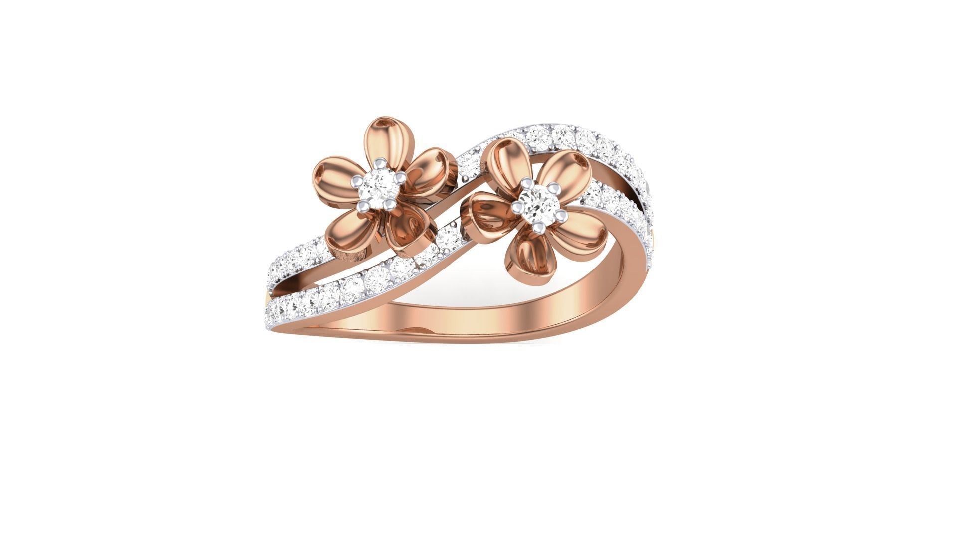 Flower Minimalist Light wt Diamond Women ring 3dm stl obj gltf 3D print model_8