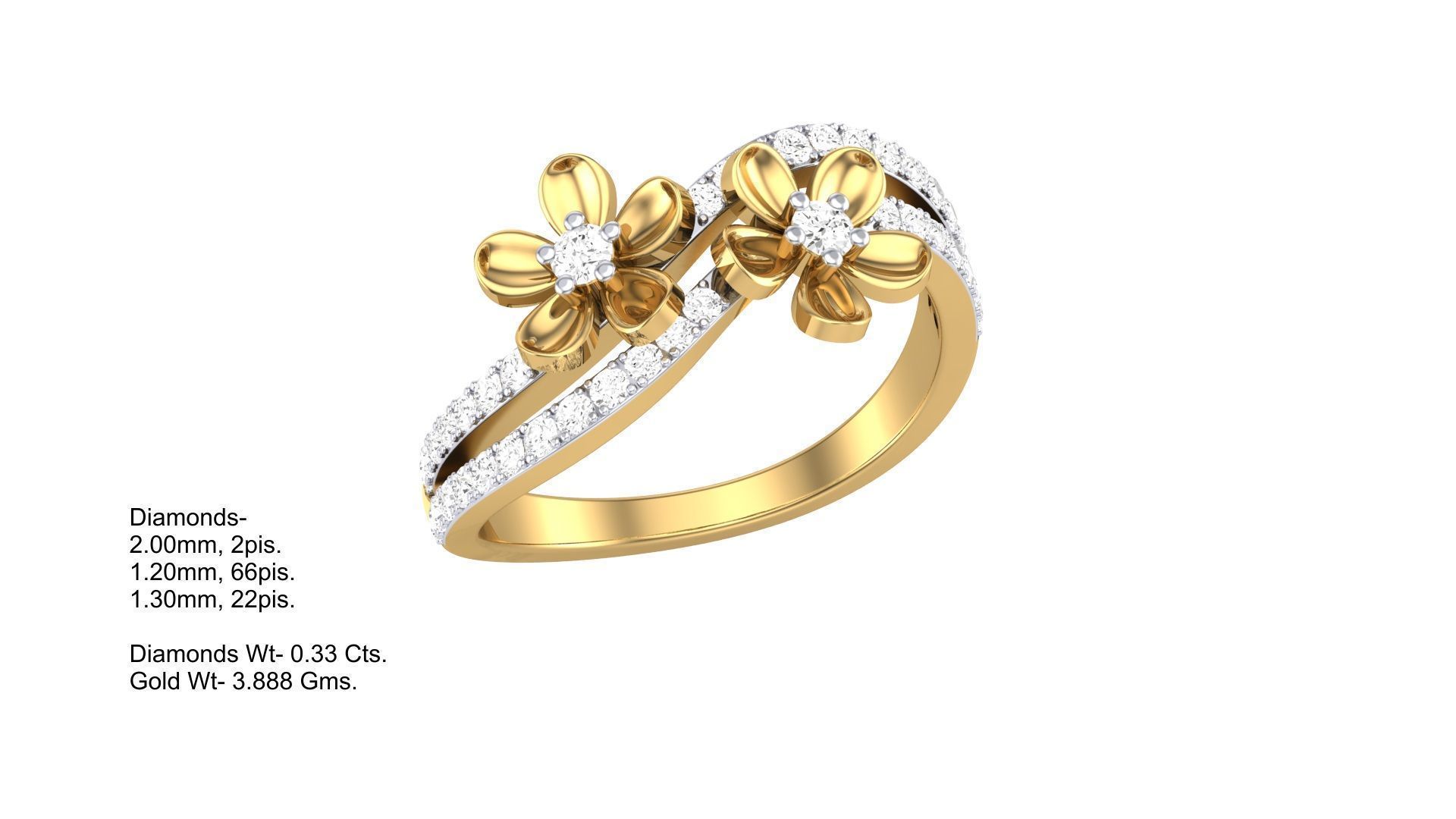 Flower Minimalist Light wt Diamond Women ring 3dm stl obj gltf 3D print model_1