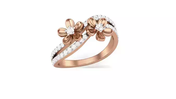 Flower Minimalist Light wt Diamond Women ring 3dm stl obj gltf 3D print model