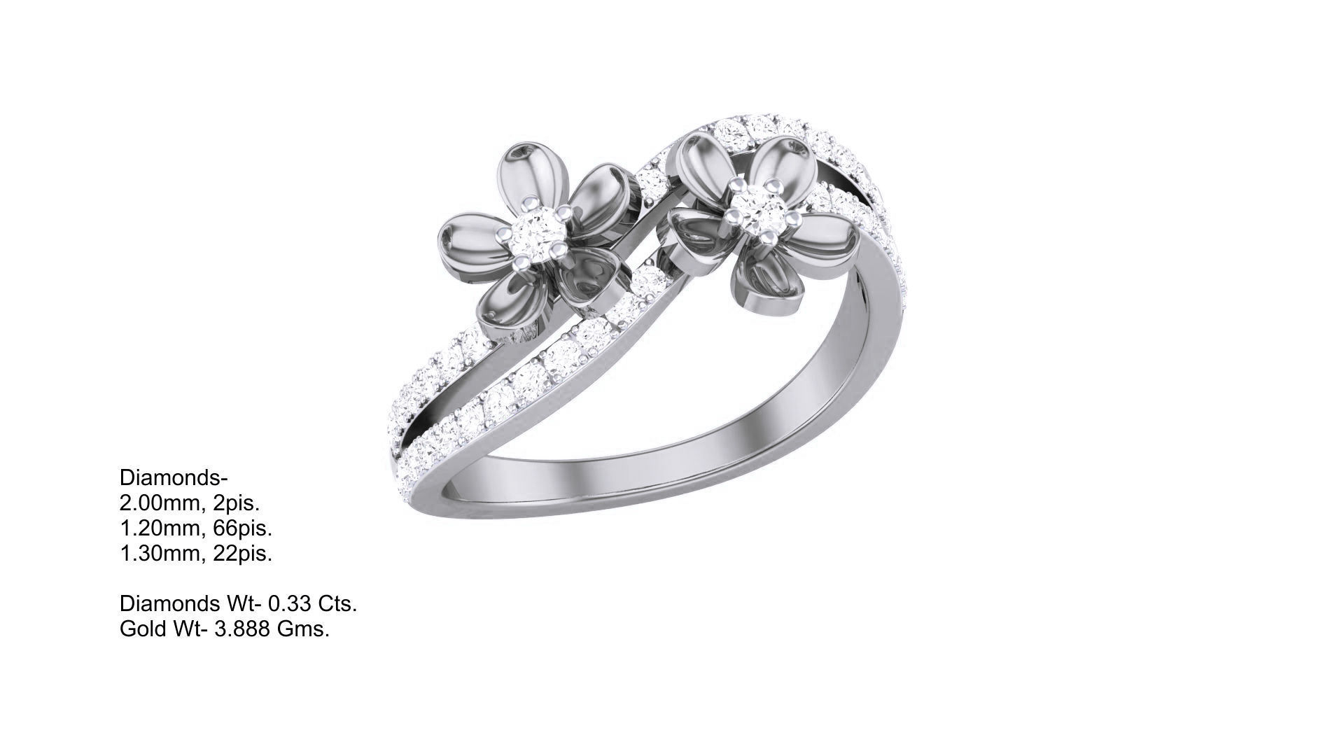 Flower Minimalist Light wt Diamond Women ring 3dm stl obj gltf 3D print model_2