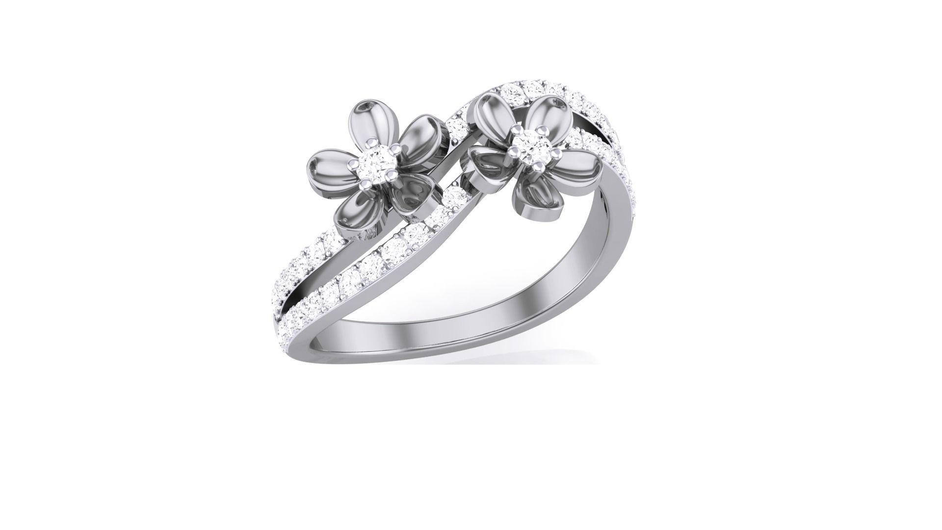Flower Minimalist Light wt Diamond Women ring 3dm stl obj gltf 3D print model_4
