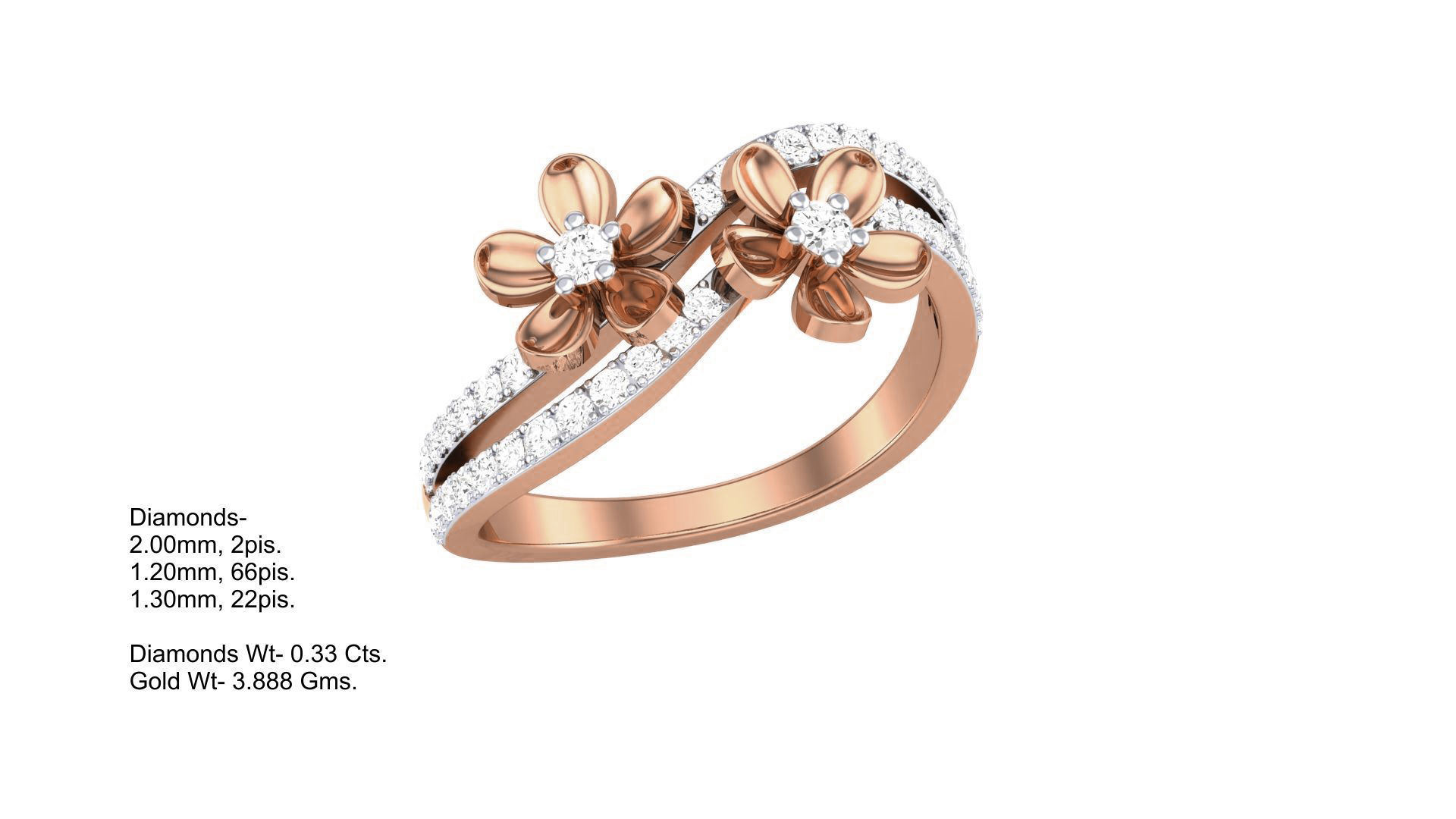 Flower Minimalist Light wt Diamond Women ring 3dm stl obj gltf 3D print model_3