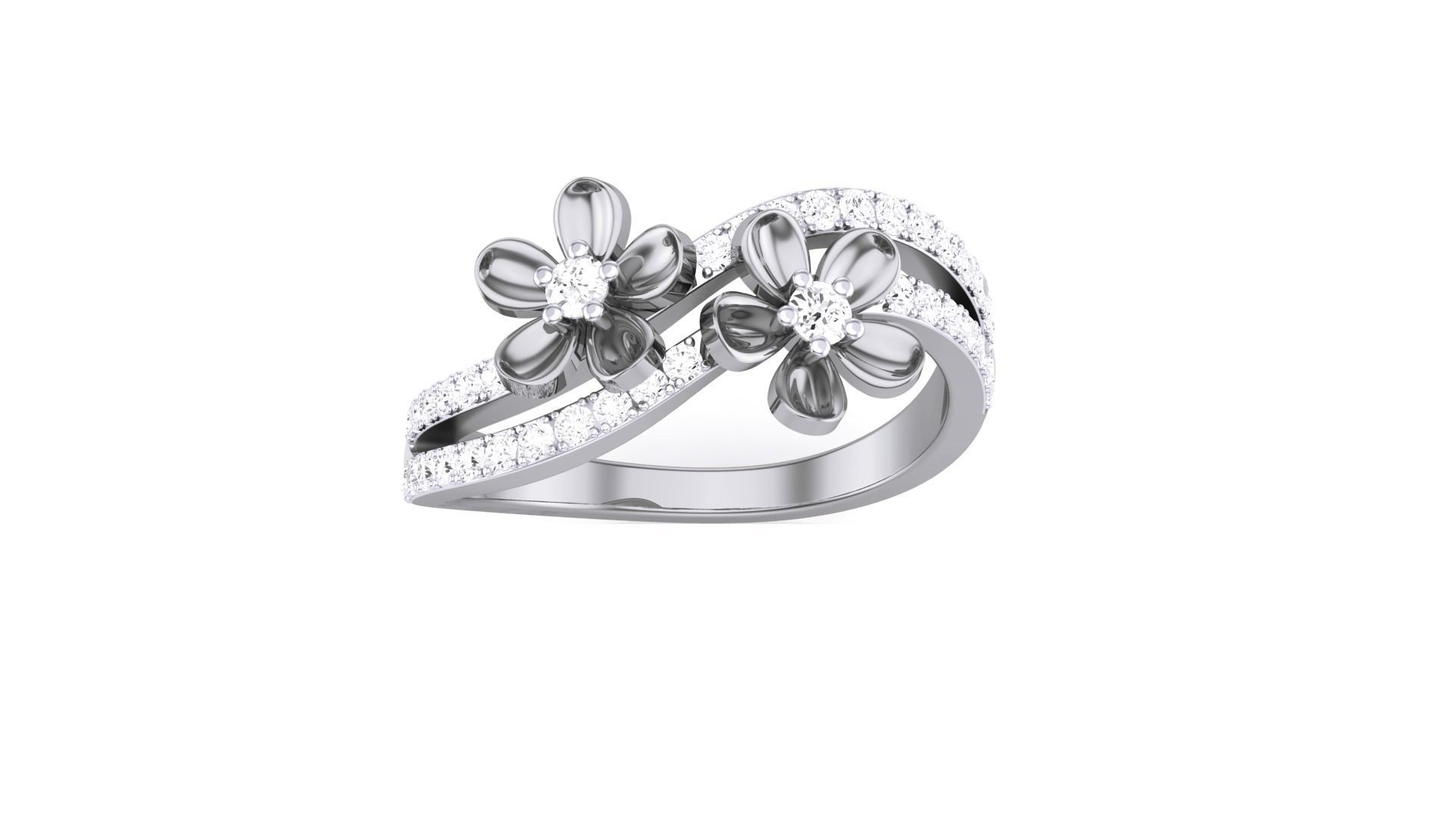 Flower Minimalist Light wt Diamond Women ring 3dm stl obj gltf 3D print model_7