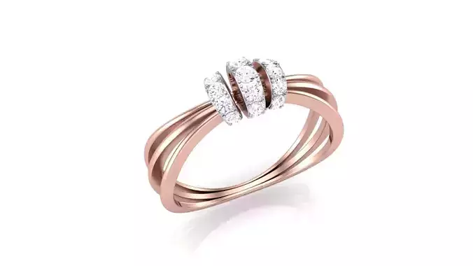Wire Minimalist Light wt Diamond Women ring 3dm stl obj gltf