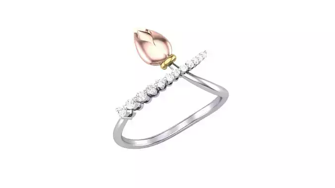 Flower Minimalist Light wt Diamond Women ring 3dm stl obj gltf 3D print model