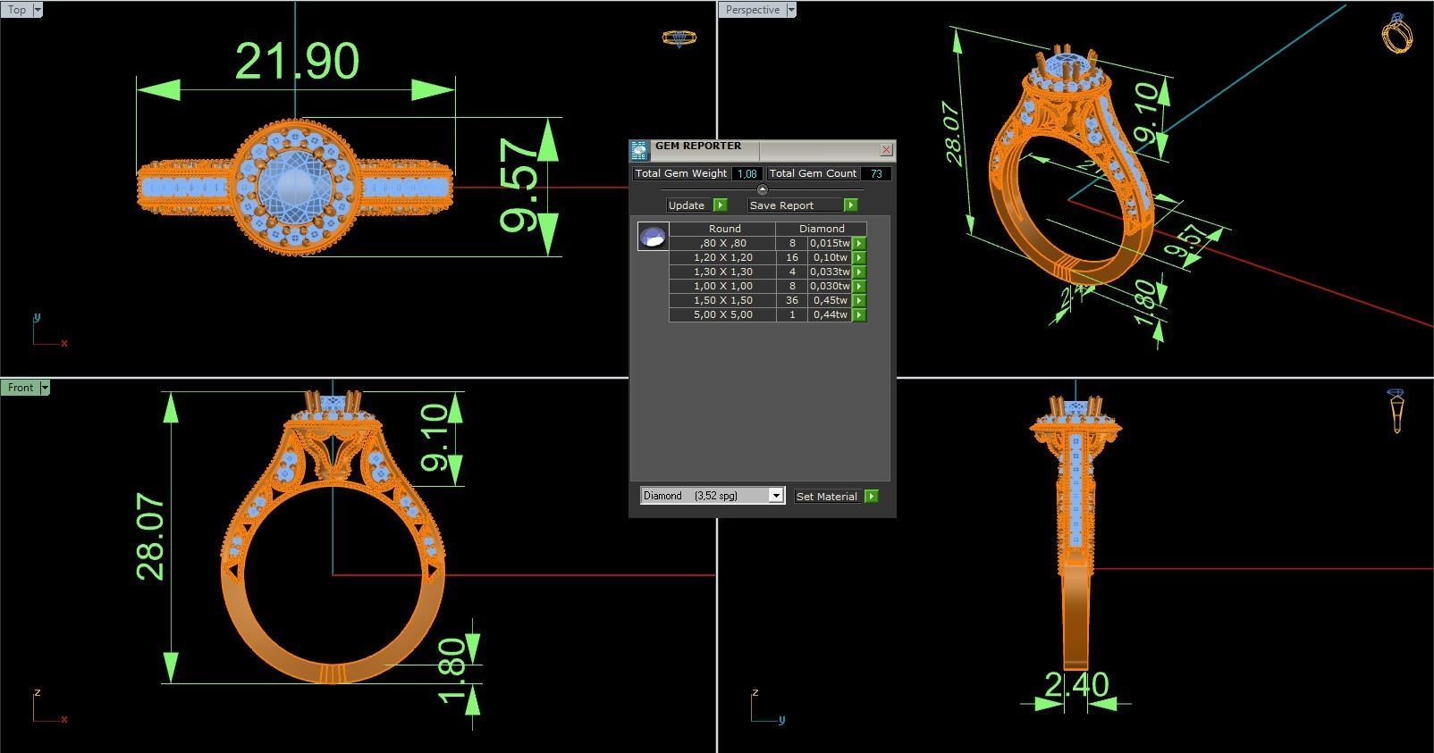 Woman Solitaire Ring 1200 3D print model_9