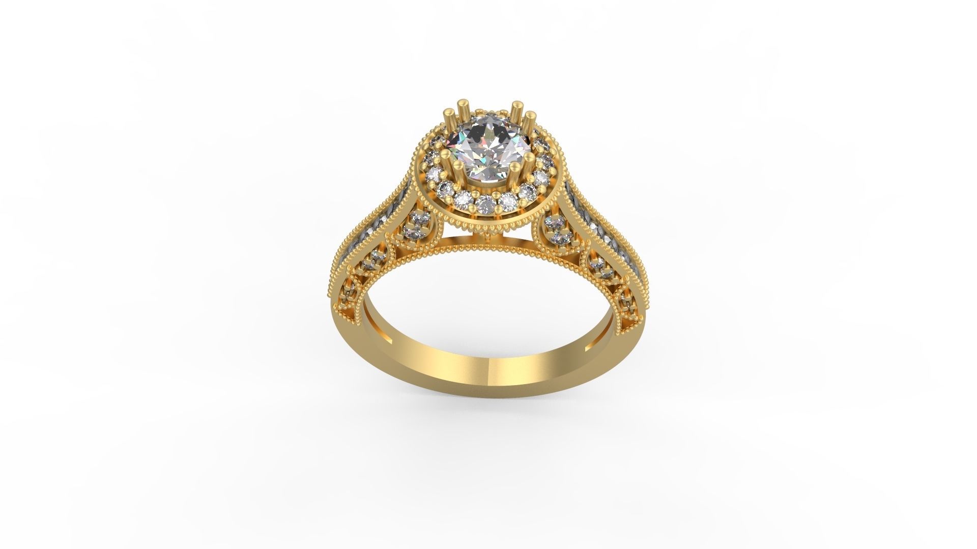 Woman Solitaire Ring 1200 3D print model_3