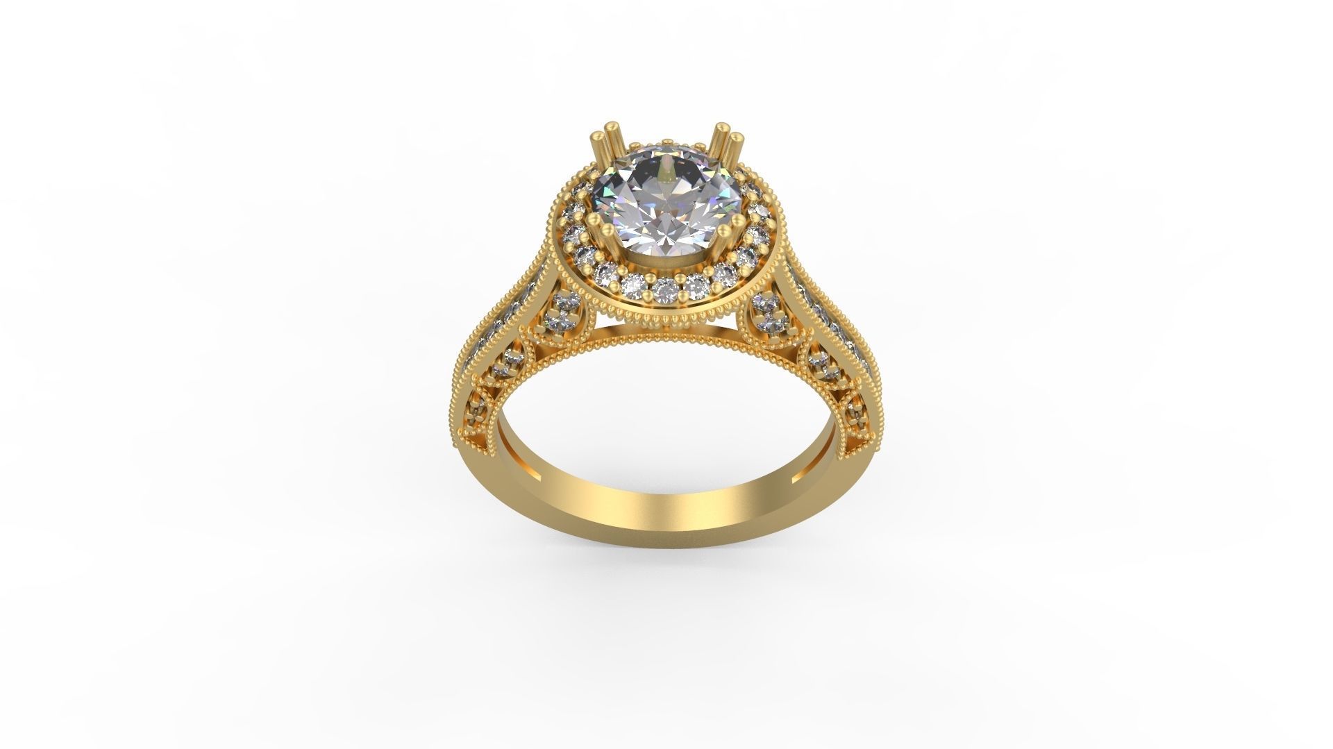 Woman Solitaire Ring 1199 3D print model_3