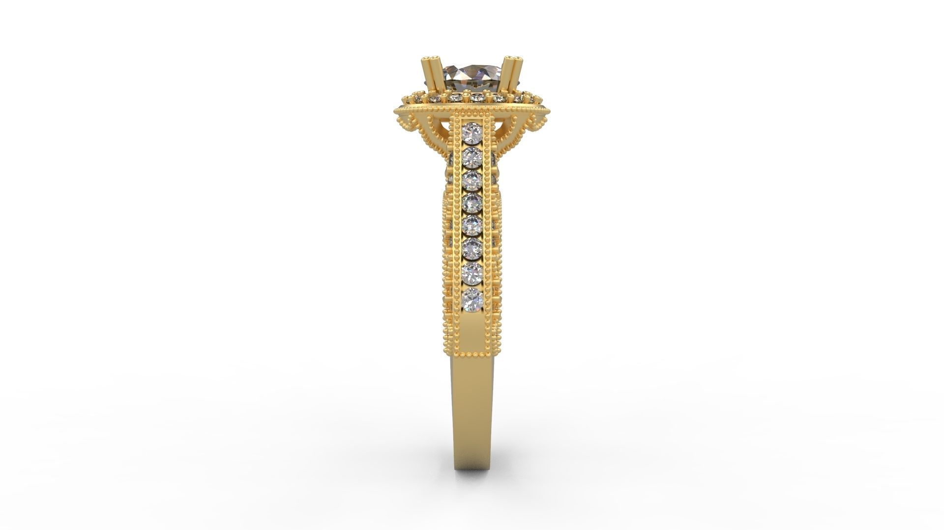 Woman Solitaire Ring 1199 3D print model_2